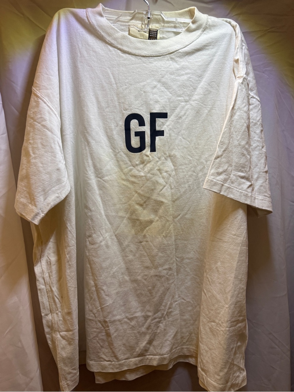 Fear of God Cream Short-Sleeve Tee with Black 'GF' Logo